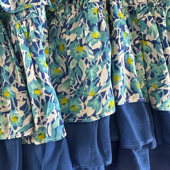 Poupette St. Barth NWOT Ariane Layered Mini Skirt Blue Ocean Flowers Size S $230 - Picture 6 of 11